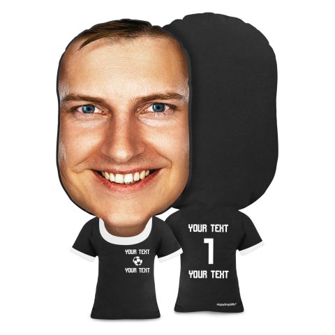 Regular Size (Football Icon) Black Soft Velvet Polyester Fabric (Optional Personalised Gift Text)