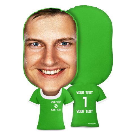 Regular Size (Football Icon) Bright Green Soft Velvet Polyester Fabric (Optional Personalised Gift Text)