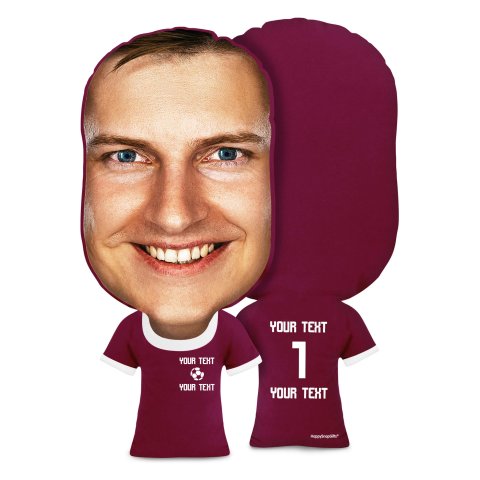 Regular Size (Football Icon) Burgundy Soft Velvet Polyester Fabric (Optional Personalised Gift Text)