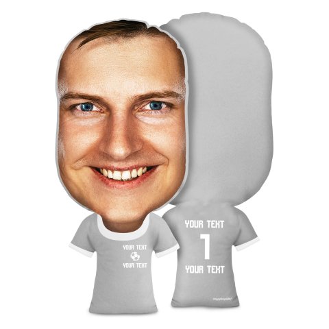 Regular Size (Football Icon) Grey Soft Velvet Polyester Fabric (Optional Personalised Gift Text)