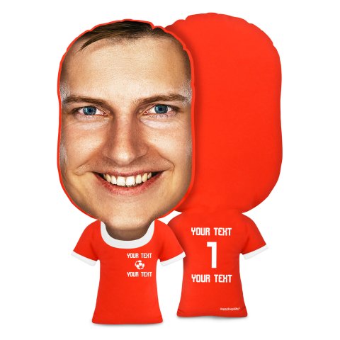 Regular Size (Football Icon) Red Soft Velvet Polyester Fabric (Optional Personalised Gift Text)