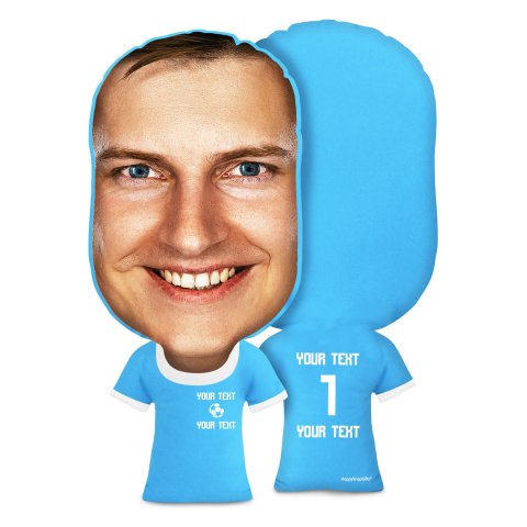 Regular Size (Football Icon) Sky Blue Soft Velvet Polyester Fabric (Optional Personalised Gift Text)