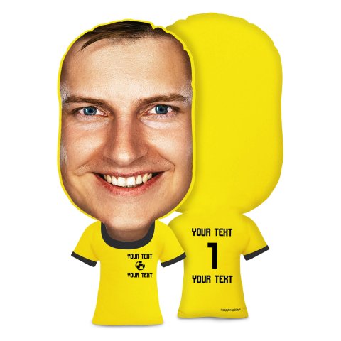 Regular Size (Football Icon) Yellow Soft Velvet Polyester Fabric (Optional Personalised Gift Text)