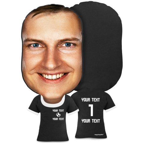 XL Size (Football Icon) Black Soft Velvet Polyester Fabric (Optional Personalised Gift Text)
