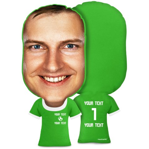 XL Size (Football Icon) Bright Green Soft Velvet Polyester Fabric (Optional Personalised Gift Text)