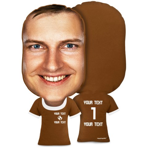 XL Size (Football Icon) Brown Soft Velvet Polyester Fabric (Optional Personalised Gift Text)