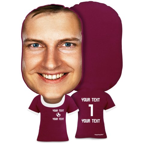 XL Size (Football Icon) Burgundy Soft Velvet Polyester Fabric (Optional Personalised Gift Text)