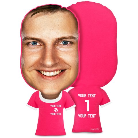 XL Size (Football Icon) Fuchsia Pink Soft Velvet Polyester Fabric (Optional Personalised Gift Text)