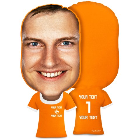XL Size (Football Icon) Orange Soft Velvet Polyester Fabric (Optional Personalised Gift Text)