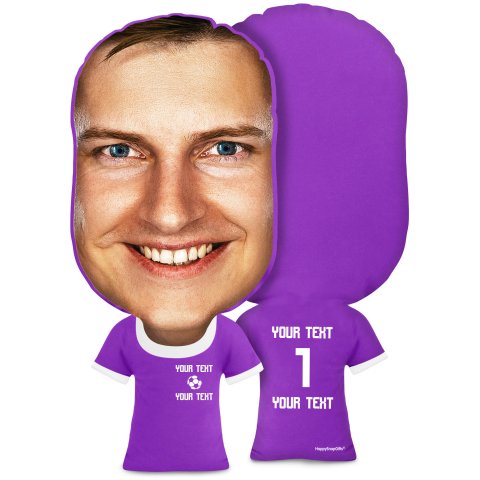 XL Size (Football Icon) Purple Soft Velvet Polyester Fabric (Optional Personalised Gift Text)