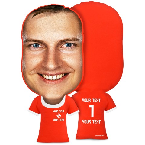 XL Size (Football Icon) Red Soft Velvet Polyester Fabric (Optional Personalised Gift Text)