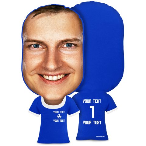 XL Size (Football Icon) Royal Blue Soft Velvet Polyester Fabric (Optional Personalised Gift Text)