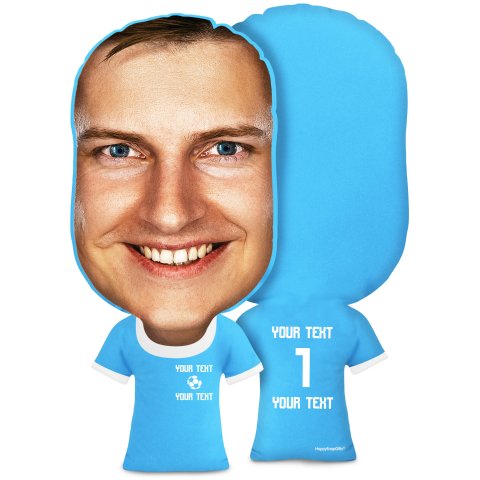 XL Size (Football Icon) Sky Blue Soft Velvet Polyester Fabric (Optional Personalised Gift Text)