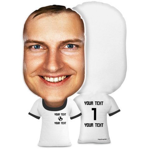 XL Size (Football Icon) White Soft Velvet Polyester Fabric (Optional Personalised Gift Text)