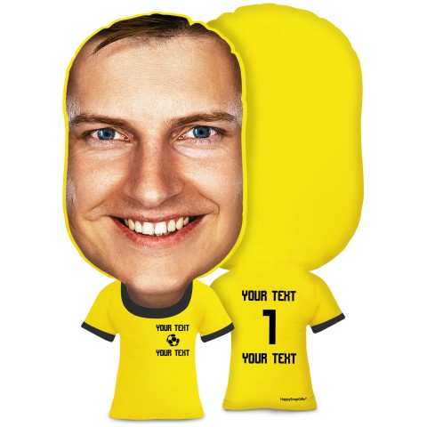 XL Size (Football Icon) Yellow Soft Velvet Polyester Fabric (Optional Personalised Gift Text)