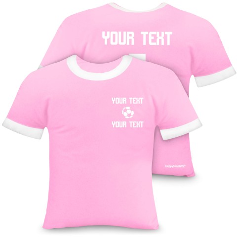 (Regular 35cm) (Football Icon) Baby Pink Soft Velvet Polyester Fabric (Optional Personalised Gift Text)