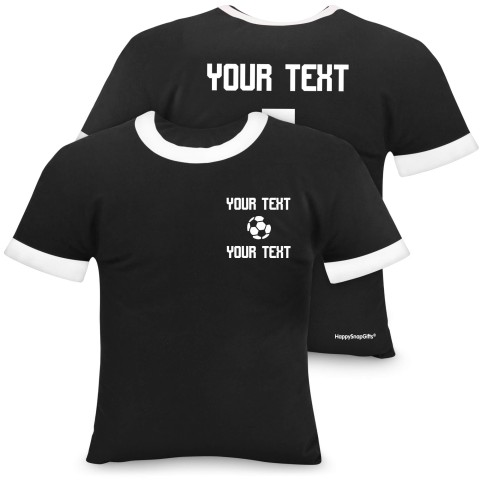 (Regular 35cm) (Football Icon) Black Soft Velvet Polyester Fabric (Optional Personalised Gift Text)