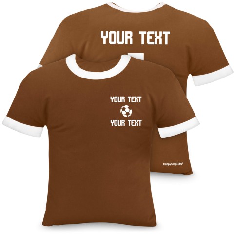 (Regular 35cm) (Football Icon) Brown Soft Velvet Polyester Fabric (Optional Personalised Gift Text)