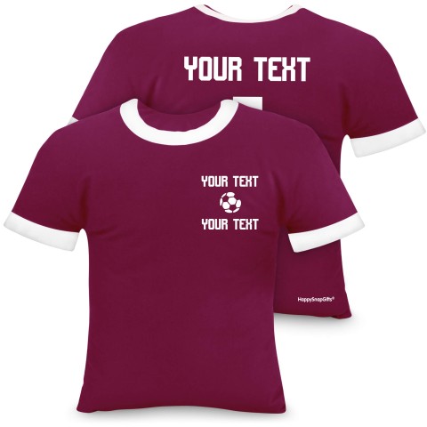 (Regular 35cm) (Football Icon) Burgundy Soft Velvet Polyester Fabric (Optional Personalised Gift Text)