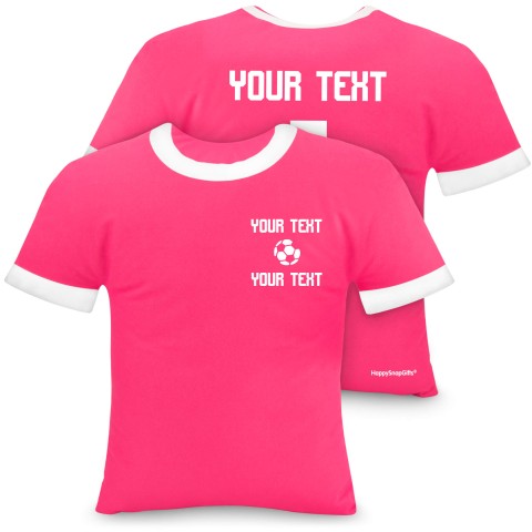 (Regular 35cm) (Football Icon) Fuchsia Pink Soft Velvet Polyester Fabric (Optional Personalised Gift Text)