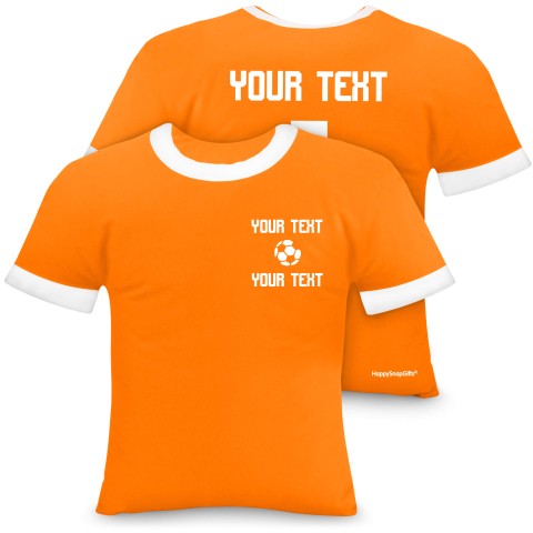 (Regular 35cm) (Football Icon) Orange Soft Velvet Polyester Fabric (Optional Personalised Gift Text)