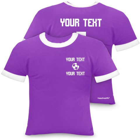 (Regular 35cm) (Football Icon) Purple Soft Velvet Polyester Fabric (Optional Personalised Gift Text)