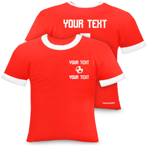 (Regular 35cm) (Football Icon) Red Soft Velvet Polyester Fabric (Optional Personalised Gift Text)