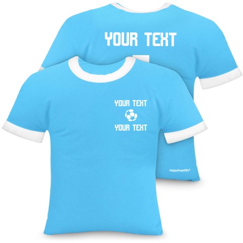(Regular 35cm) (Football Icon) Sky Blue Soft Velvet Polyester Fabric (Optional Personalised Gift Text)