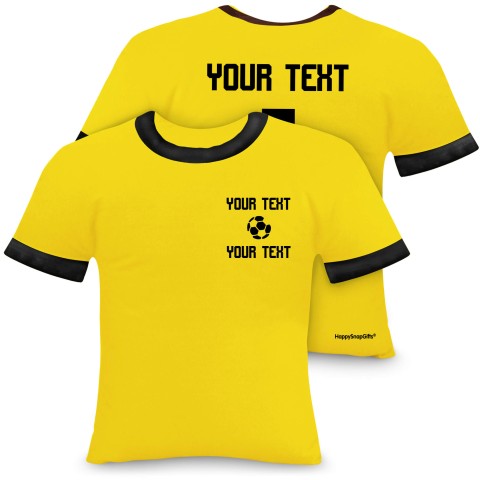 (Regular 35cm) (Football Icon) Yellow Soft Velvet Polyester Fabric (Optional Personalised Gift Text)