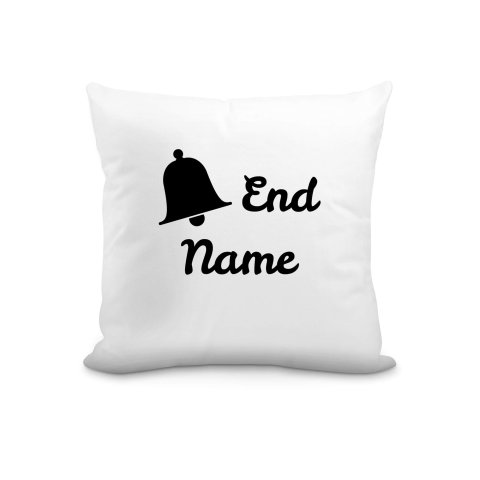 (25cm Square) "Bell End" White Soft Velvet Polyester Fabric (Optional Personalised Gift Text)