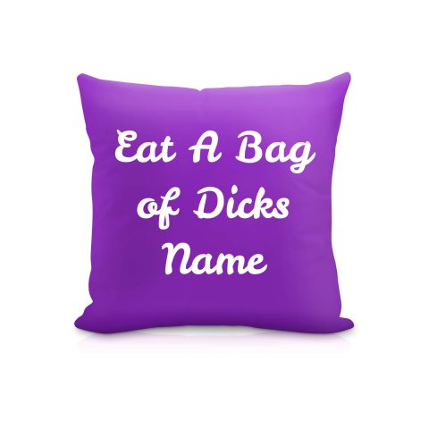 (25cm Square) "Eat A Bag Of Dicks" Purple Soft Velvet Polyester Fabric (Optional Personalised Gift Text)