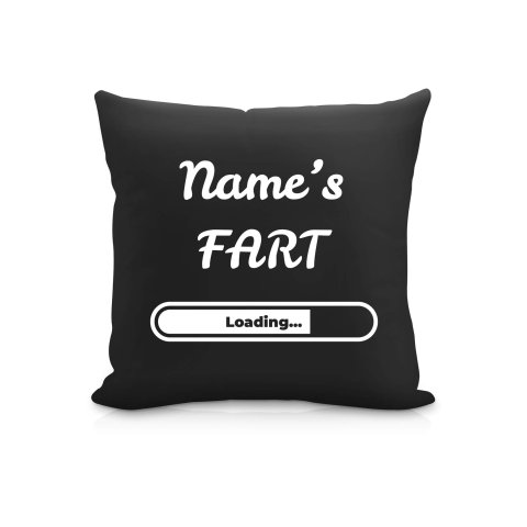 (25cm Square) "Fart" Black Soft Velvet Polyester Fabric (Optional Personalised Gift Text)
