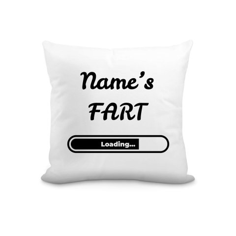 (25cm Square) "Fart" White Soft Velvet Polyester Fabric (Optional Personalised Gift Text)