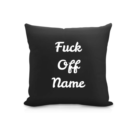 (25cm Square) "Fuck Off" Black Soft Velvet Polyester Fabric (Optional Personalised Gift Text)