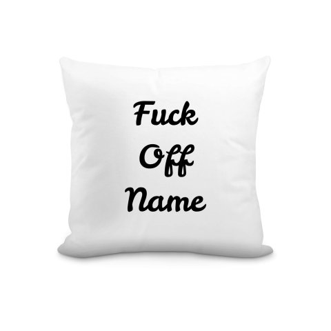 (25cm Square) "Fuck Off" White Soft Velvet Polyester Fabric (Optional Personalised Gift Text)
