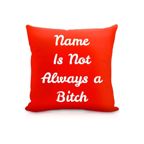 (25cm Square) "is not Always A Bitch" Red Soft Velvet Polyester Fabric (Optional Personalised Gift Text)