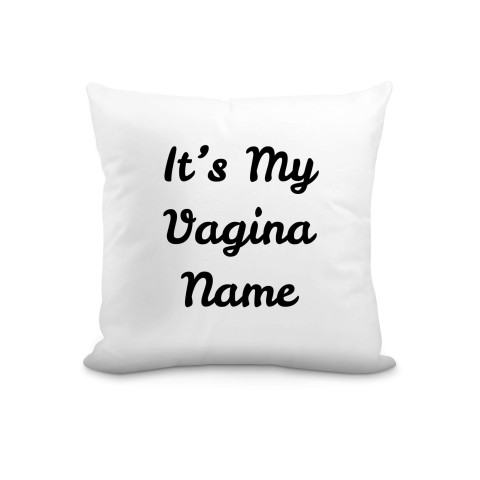 (25cm Square) "it's My Vagina" White Soft Velvet Polyester Fabric (Optional Personalised Gift Text)