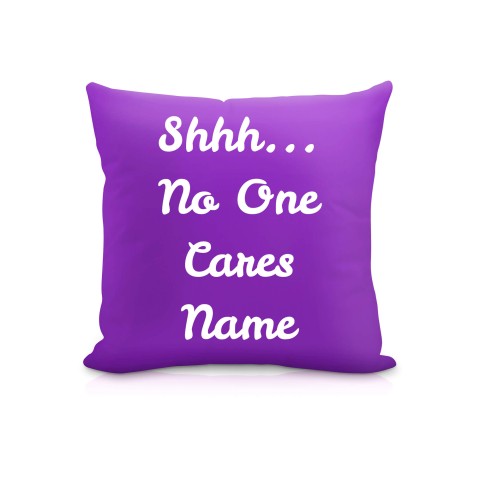 (25cm Square) "Shhh... No One Cares" Purple Soft Velvet Polyester Fabric (Optional Personalised Gift Text)