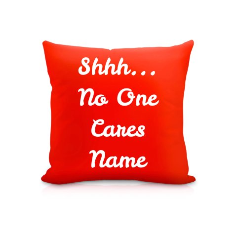 (25cm Square) "Shhh... No One Cares" Red Soft Velvet Polyester Fabric (Optional Personalised Gift Text)