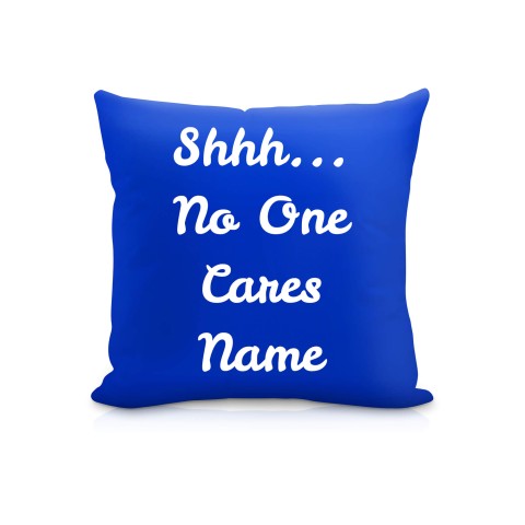 (25cm Square) "Shhh... No One Cares" Royal Blue Soft Velvet Polyester Fabric (Optional Personalised Gift Text)