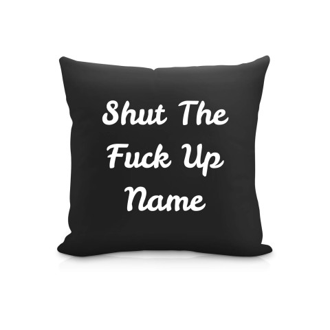 (25cm Square) "Shut the Fuck Up" Black Soft Velvet Polyester Fabric (Optional Personalised Gift Text)