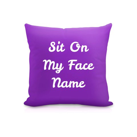 (25cm Square) "Sit On My Face" Purple Soft Velvet Polyester Fabric (Optional Personalised Gift Text)