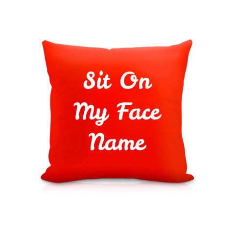 (25cm Square) "Sit On My Face" Red Soft Velvet Polyester Fabric (Optional Personalised Gift Text)