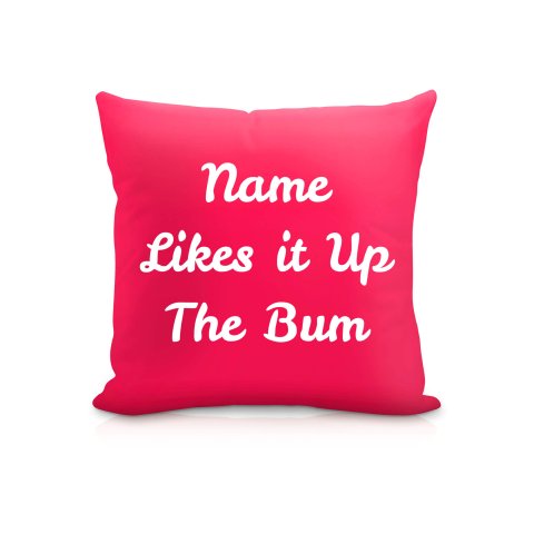 (25cm Square) "Likes it up the Bum" Fuchsia Pink Soft Velvet Polyester Fabric (Optional Personalised Gift Text)