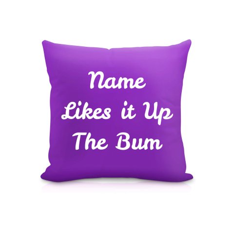 (25cm Square) "Likes it up the Bum" Purple Soft Velvet Polyester Fabric (Optional Personalised Gift Text)