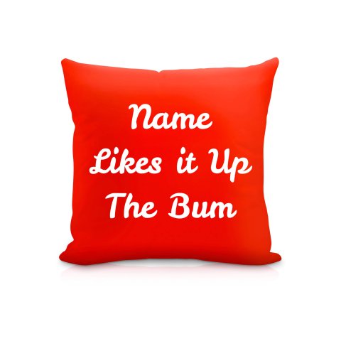 (25cm Square) "Likes it up the Bum" Red Soft Velvet Polyester Fabric (Optional Personalised Gift Text)