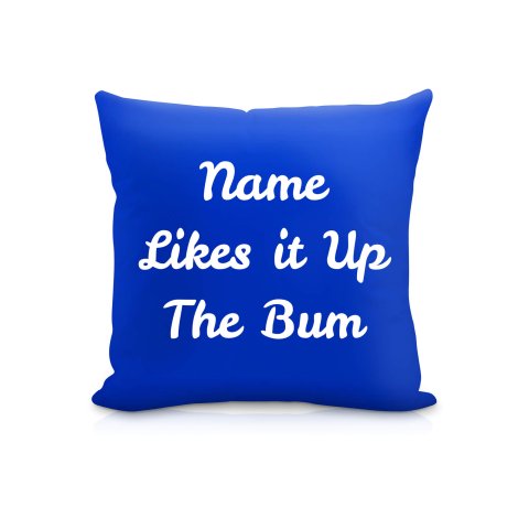 (25cm Square) "Likes it up the Bum" Royal Blue Soft Velvet Polyester Fabric (Optional Personalised Gift Text)