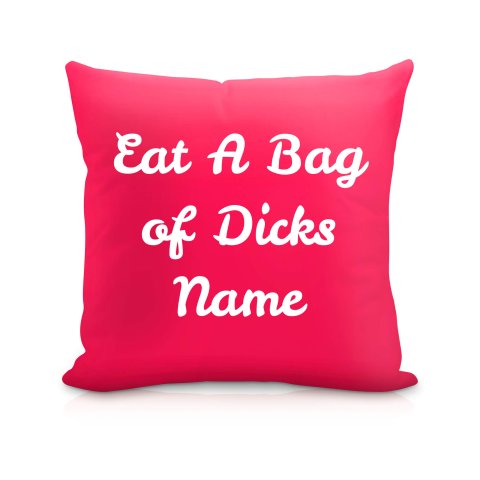 (40cm) "Eat A Bag Of Dicks" Fuchsia Pink Soft Velvet Polyester Fabric (Optional Personalised Gift Text)