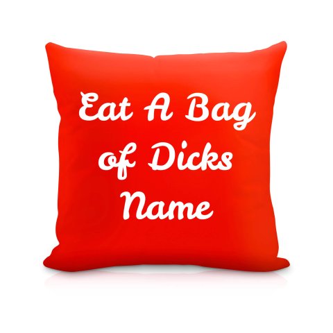 (40cm) "Eat A Bag Of Dicks" Red Soft Velvet Polyester Fabric (Optional Personalised Gift Text)