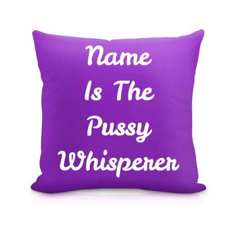 (40cm) "is the Pussy Whisperer" Purple Soft Velvet Polyester Fabric (Optional Personalised Gift Text)